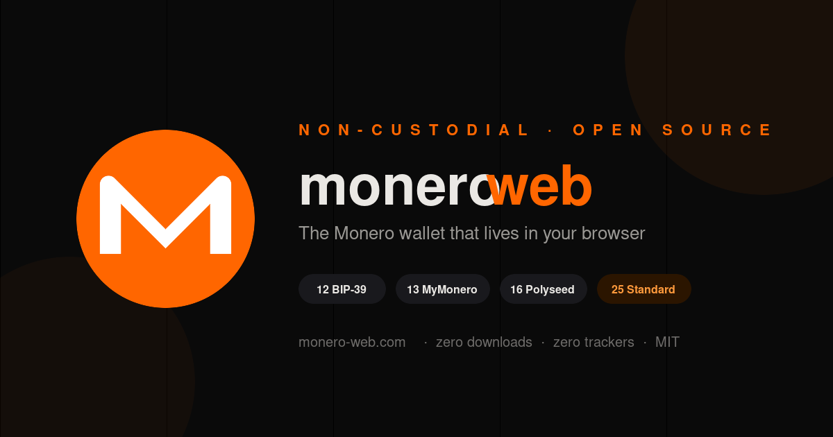 Monero Web — Free Open-Source Monero Web Wallet | MyMonero Alternative